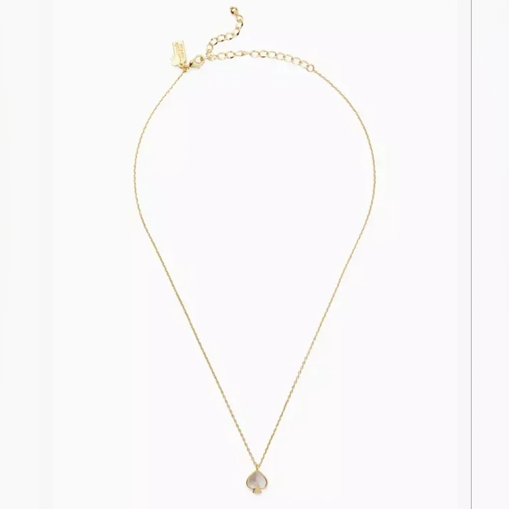 Kate  Spade Signture Spade Pendant Necklace Gold Inlaid With Mother Of Pearl - Picture 3 of 4